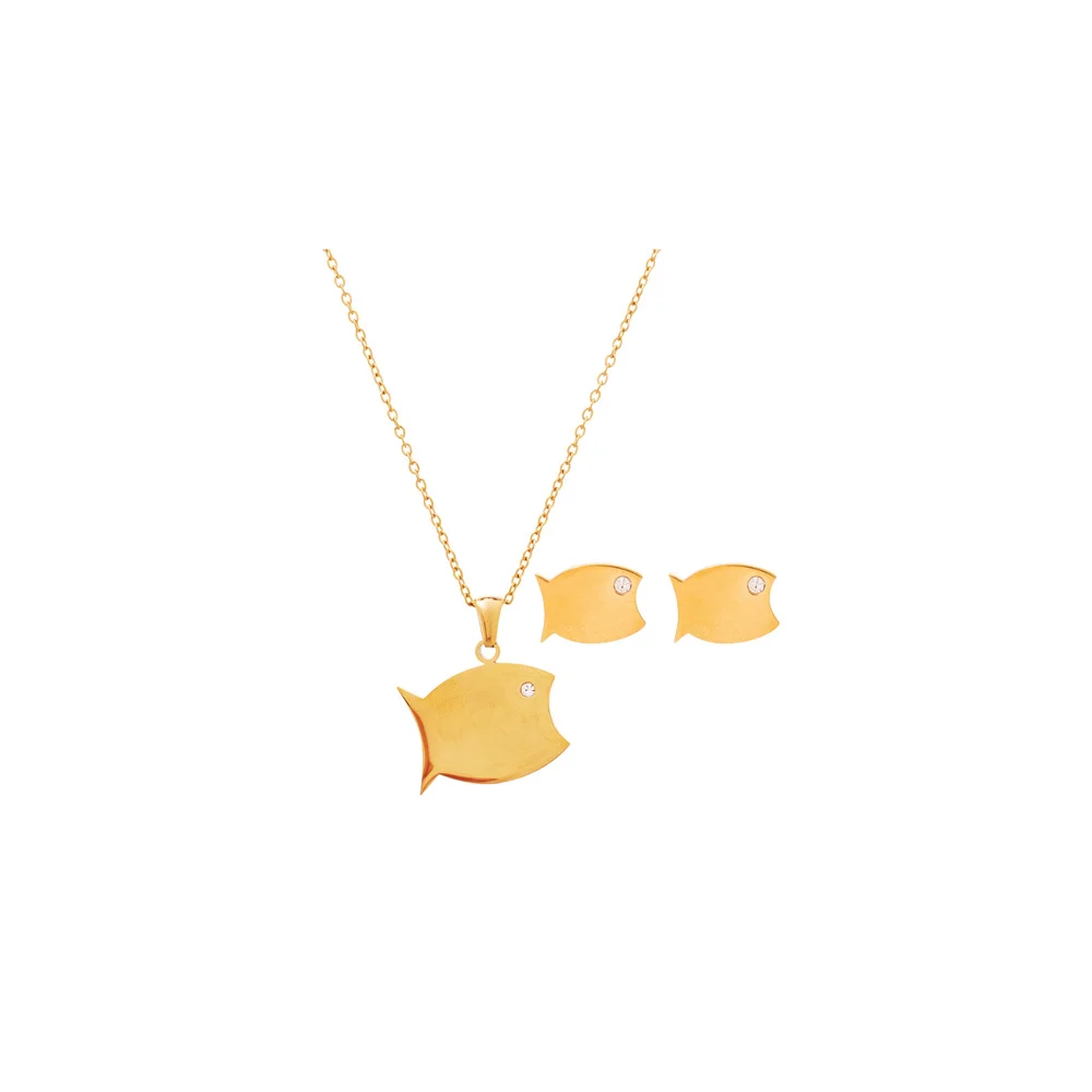 Medisei Dalee Set Fish Necklace Set and Earrings Stainless Steel 3 pieces