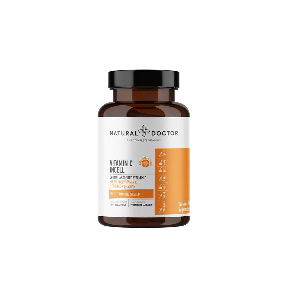 Natural Doctor Vitamin C Incell Βιταμίνη C Για Την Ενίσχυση Του Ανοσοποιητικού 120 φυτικές κάψουλες