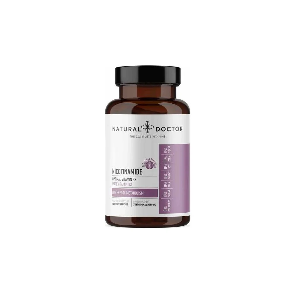 Natural Doctor Nicotinamide 500mg Για Την Φυσιολογική Λειτουργία Του Νευρικού Συστήματος & Την Παραγωγή Ενέργειας 90 κάψουλες