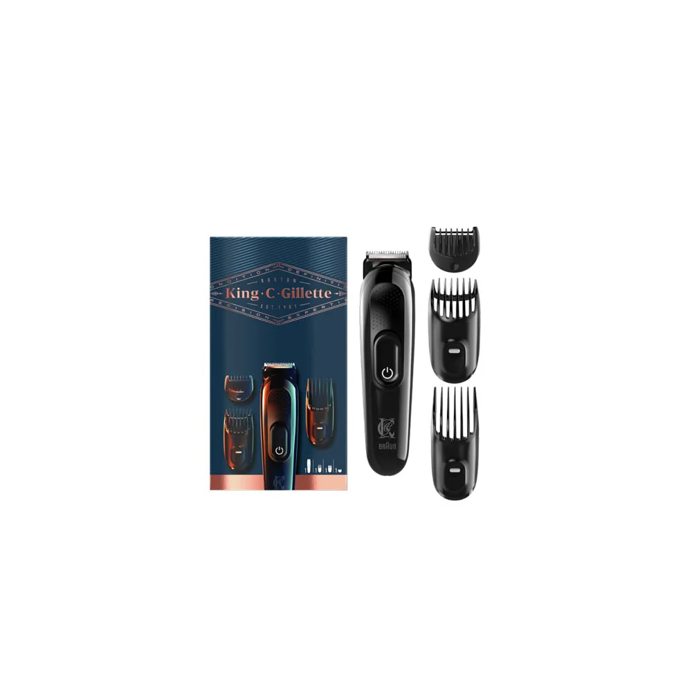 Gillette King C Beard Trimmer Ξυριστική Μηχανή Προσώπου Επαναφορτιζόμενη Με 3 Ανταλλακτικές Κεφαλές 1 τεμάχιο