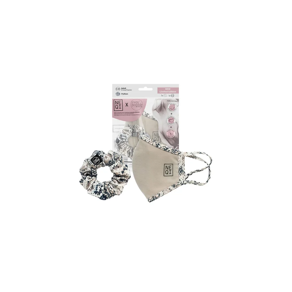 Neqi Promo Face Mask Python Multi-purpose Fabric Face Mask 1 piece + Invisibobble Sprunchie Python Hair Rubber 1 piece
