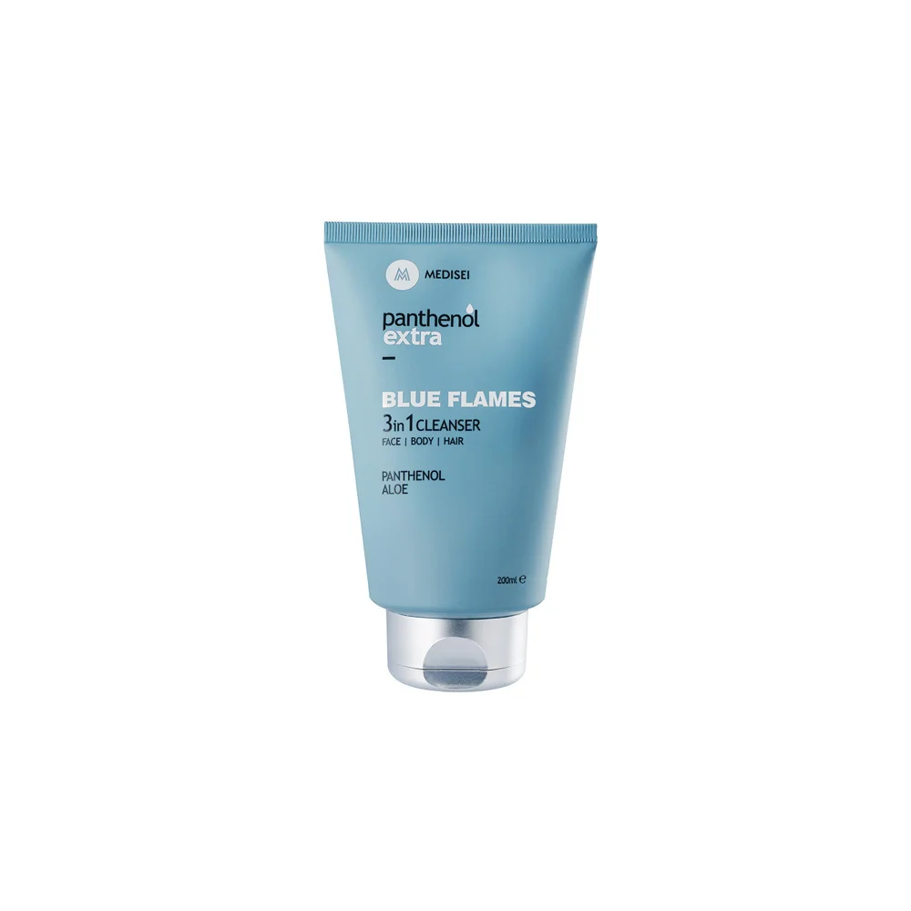 Panthenol Extra Blue Flames 3 In 1 Ανδρικό Αφρόλουτρο & Σαμπουάν Καθημερινής Χρήσης Για Πρόσωπο Σώμα & Μαλλιά 200ml
