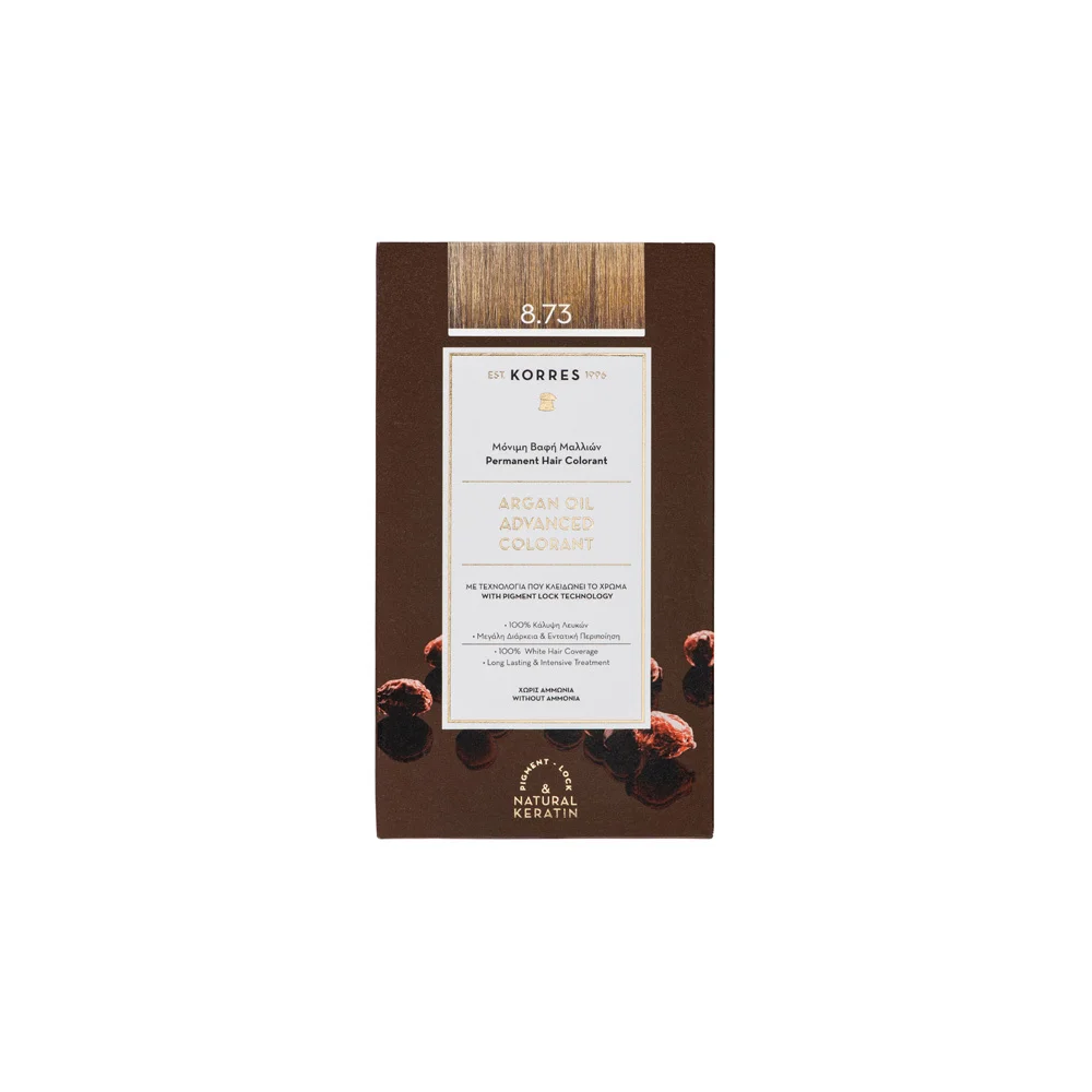 Korres Argan Oil Advanced Colorant 8.73 Hair Dye Golden Caramel 1 piece