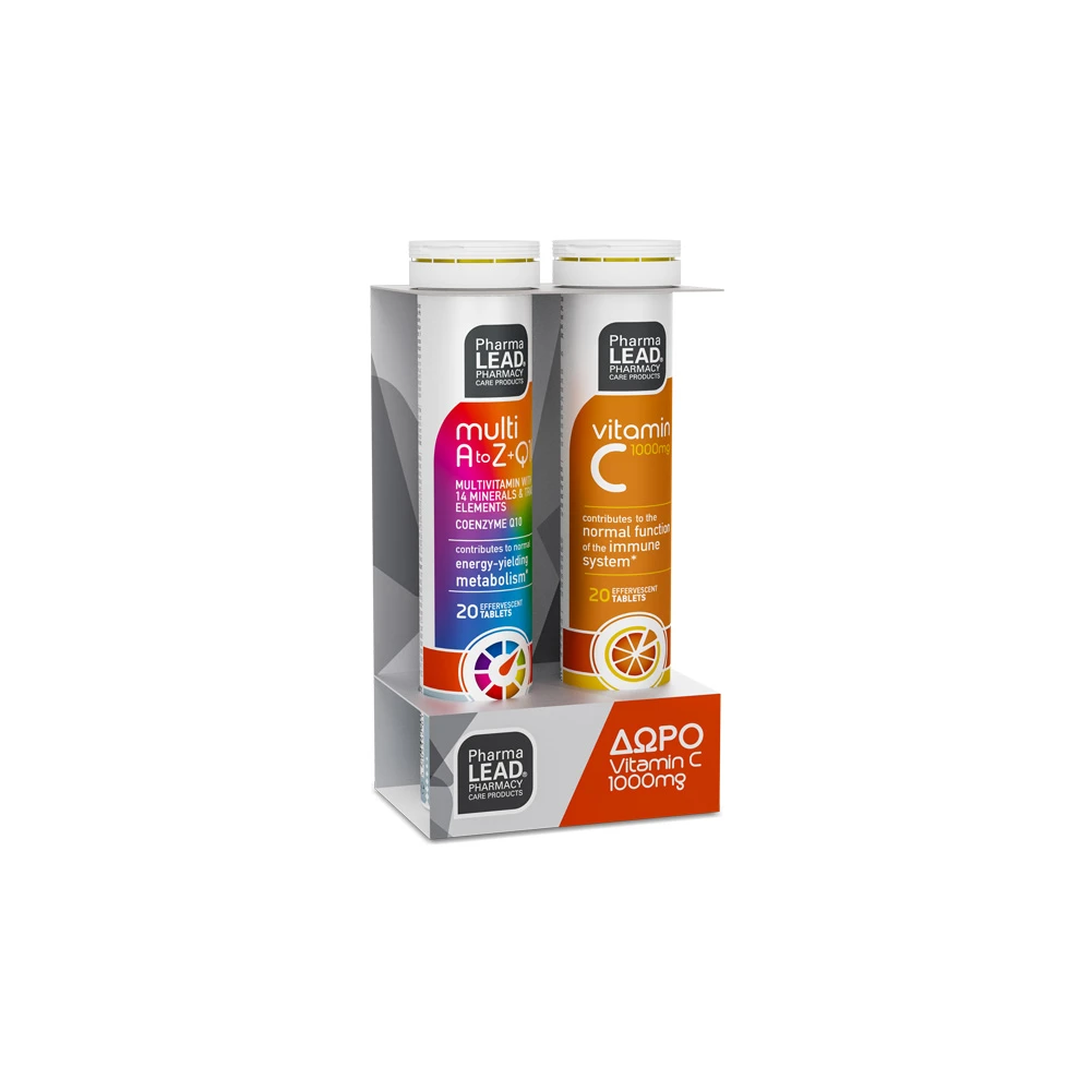 Pharmalead Promo Multi A To Z & Q10 Ενισχυμένη Πολυφόρμουλα Για Ενέργεια Τόνωση & Ευεξία 20 αναβράζοντα δισκία & Δώρο Βιταμίνη C 1000mg 20 αναβράζοντα δισκία