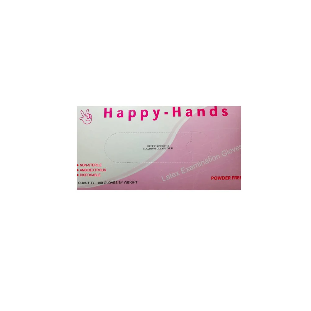 Happy-Hands Latex Examination Gloves Medium White 100 picies