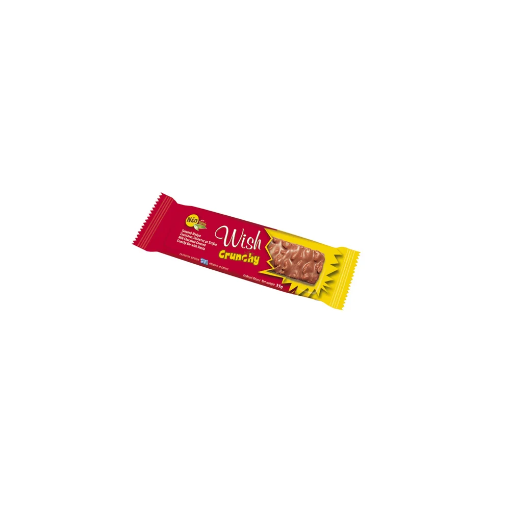 Wish Crunchy Milk Chocolate Τραγανή Μπάρα Δημητριακών Mε Σοκολάτα Γάλακτος Mε Στέβια 35gr