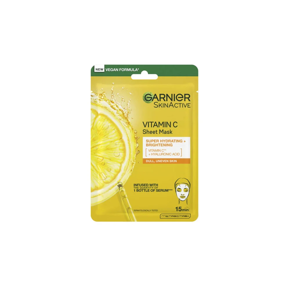 Garnier Skin Active Sheet Mask Vitamin C Υφασμάτινη Μάσκα Με Βιταμίνη C 28gr