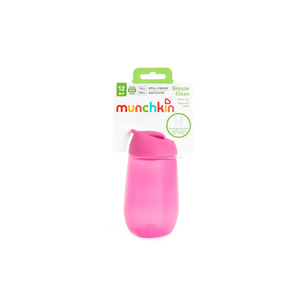 Munchkin Simple Clean Straw Cup Pink 12m+ Παιδικό Ποτήρι Με Καλαμάκι 296ml