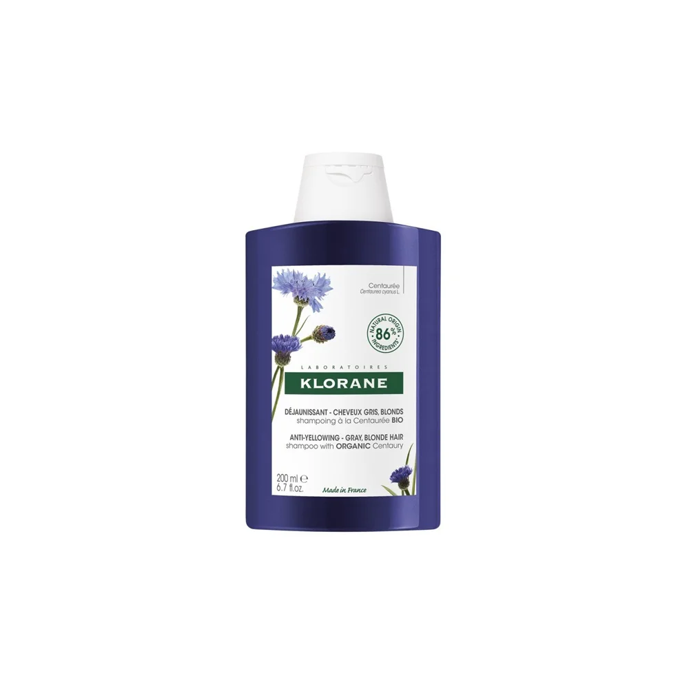 Klorane Anti Yellowing Shampoo Σαμπουάν Κατά Του Κιτρινίσματος Για Ασημένιες Ανταύγιες Με Κυανή Κενταύρια 200ml