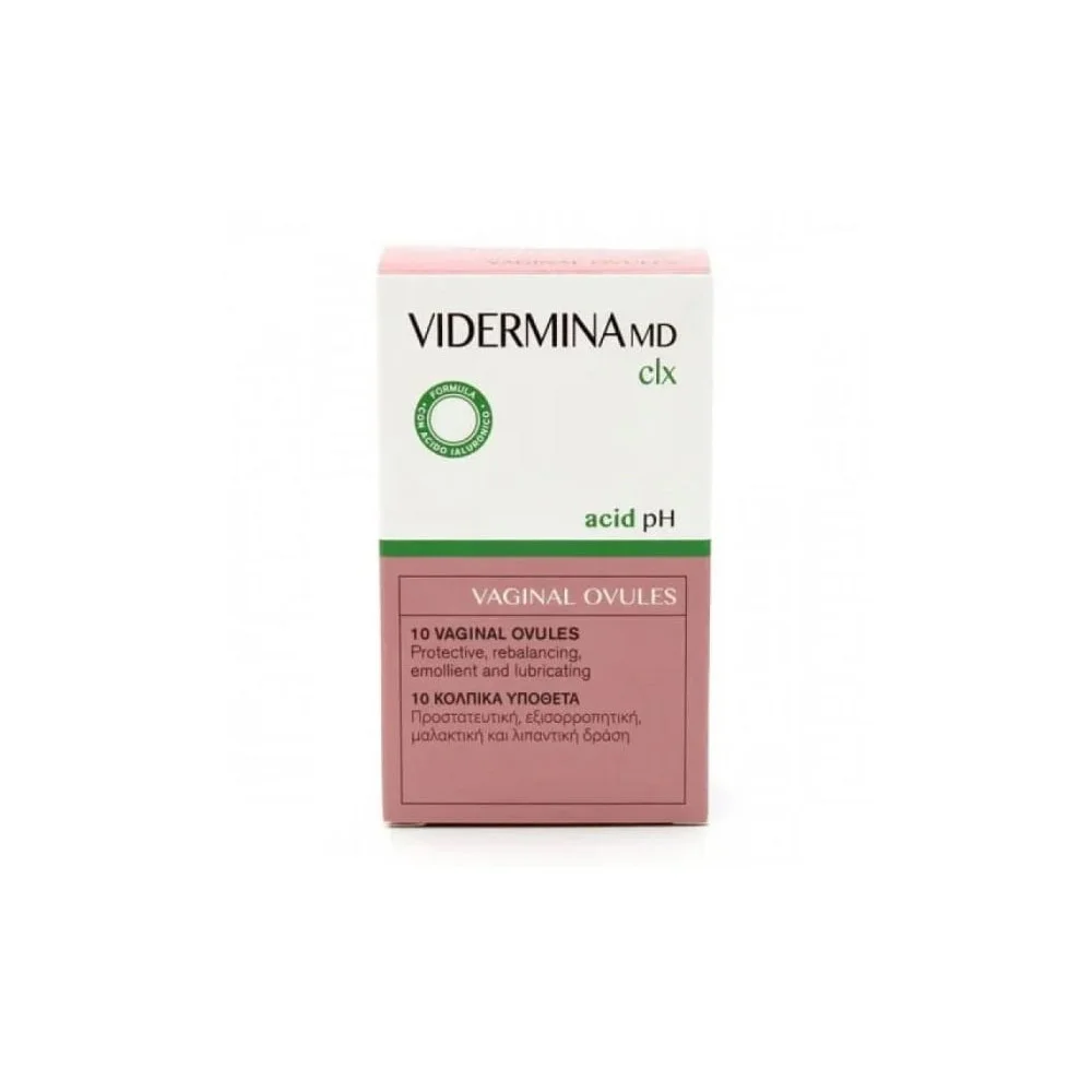 Vidermina CLX Vaginals Ovules Κολπικά Υπόθετα Με Μαλακτική Καταπραϋντική Και Εξισορροπιστική Δράση 10 τεμάχια