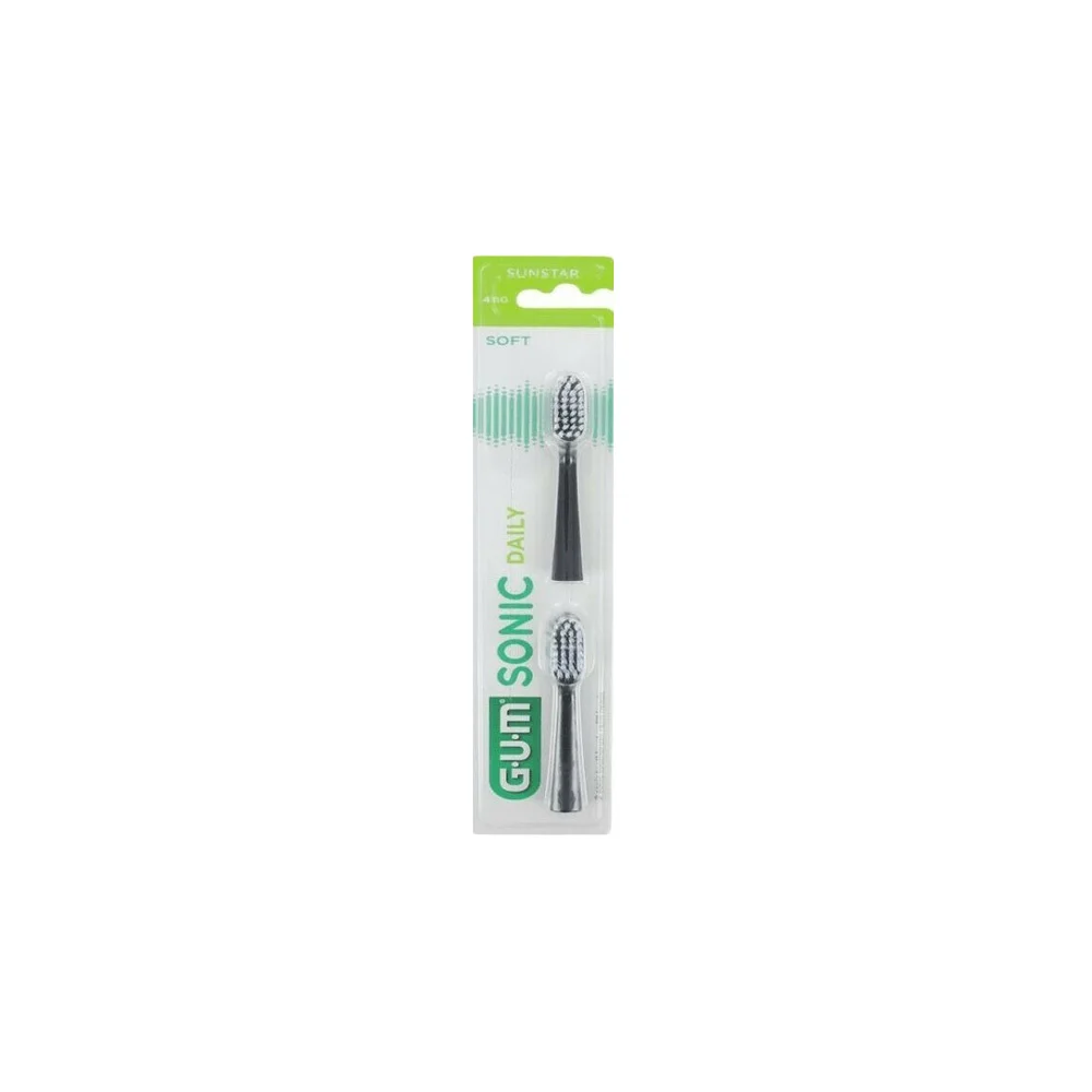Gum Sonic Daily Soft 4110 Spare Heads Black 2 pieces