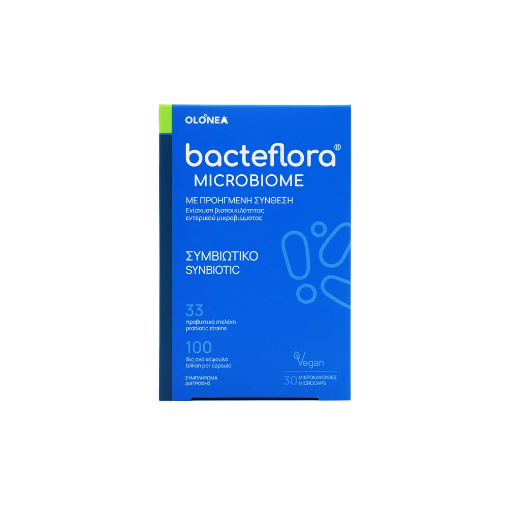 Olonea Bacteflora Microbiome Συμβιωτικό Για Την Εξισορρόπηση & Αποκατάσταση Της Βιοποικιλότητας Του Εντέρου 30 κάψουλες