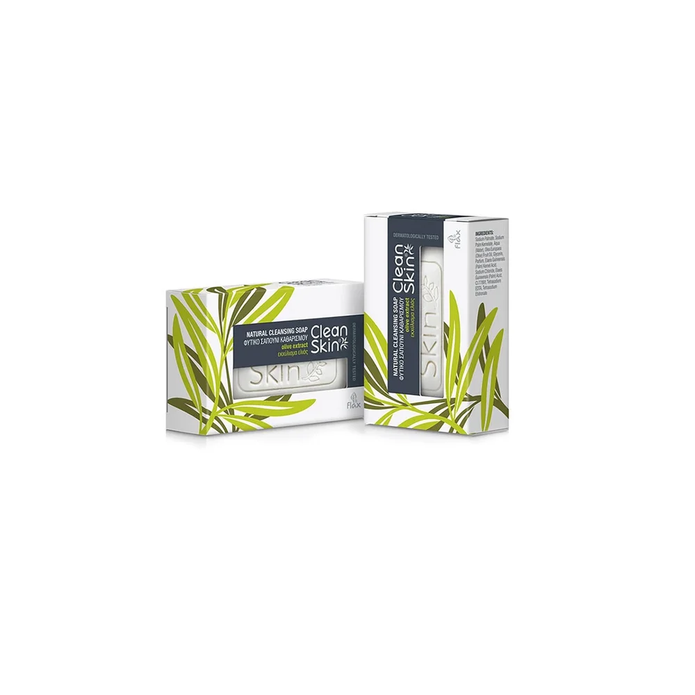 CleanSkin Natural Cleansing Soap With Olive Extract Φυτικό Σαπούνι Προσώπου & Σώματος Με Εκχύλισμα Ελιάς 100gr