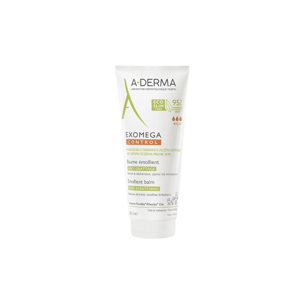 A-Derma Exomega Control Soothing Emollient Balm Against Itching With Oats For Dry Skin Face & Body 200ml
