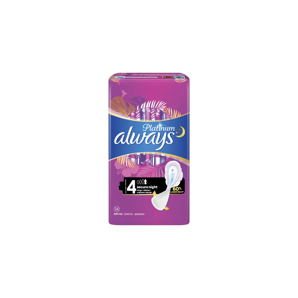Always Ultra Platinum Secure Night Σερβιέτες Νο.4 56 τεμάχια