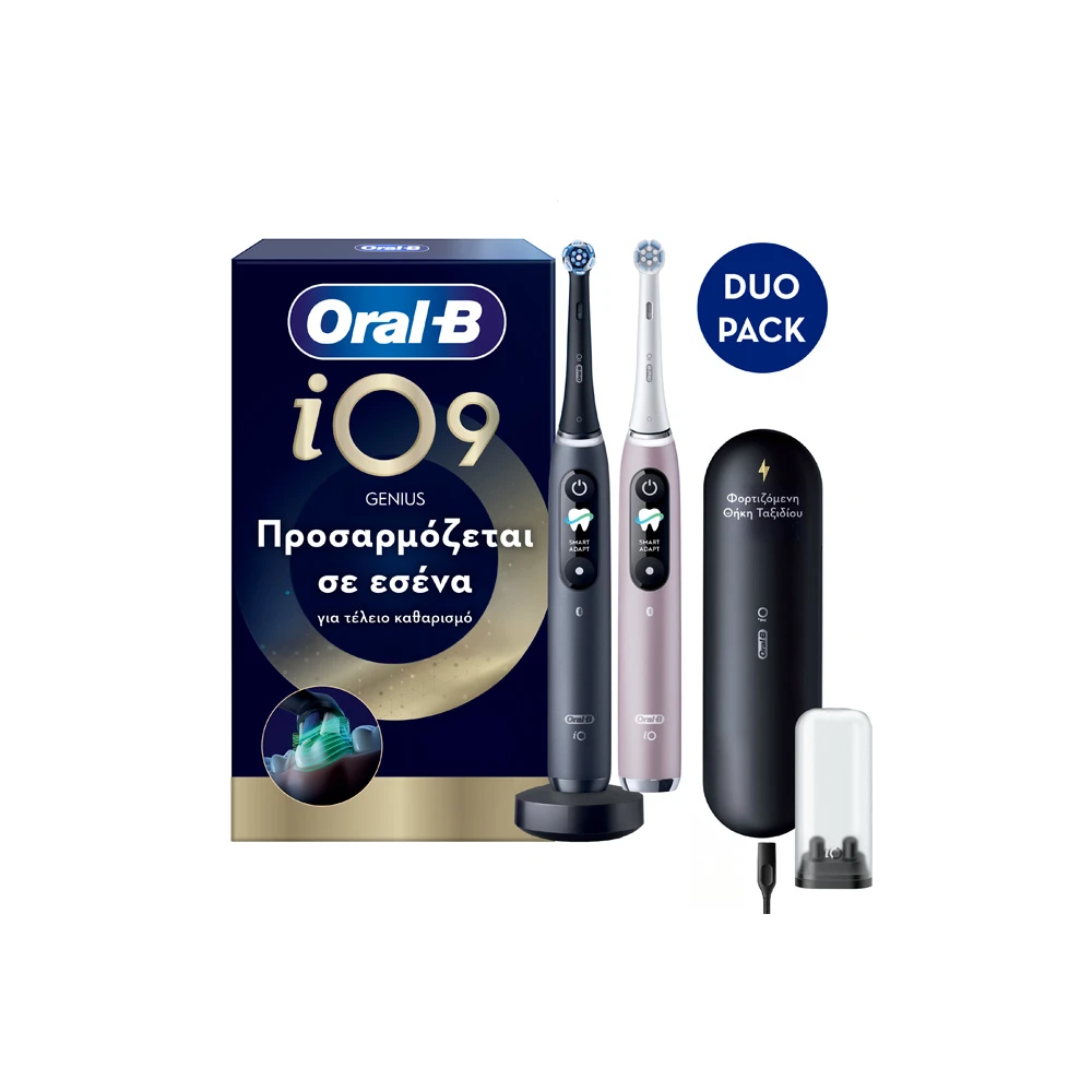 Oral-B iO 9 DUO Electric Toothbrushes Black & Rose Quartz 2 pieces