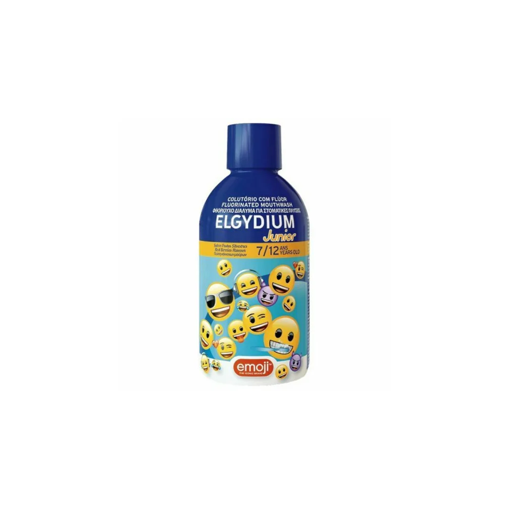 Elgydium Junior Mouthwash Emoji Στοματικό Διάλυμα Emoji Με Γεύση Κόκκινα Μούρα 7+ Χρονών 500ml