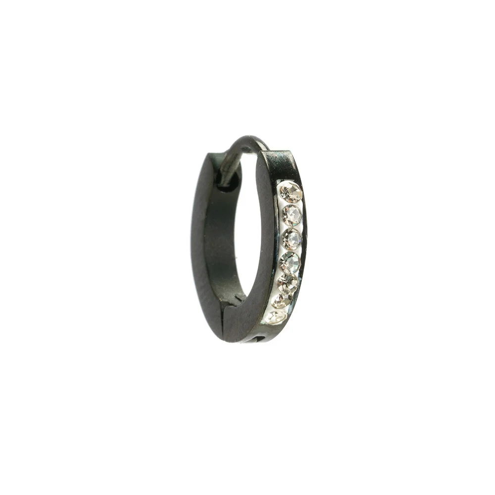 InoPlus Borghetti Art 0794 Hoop Nero Strass Stainless Steel Earring 1 pair