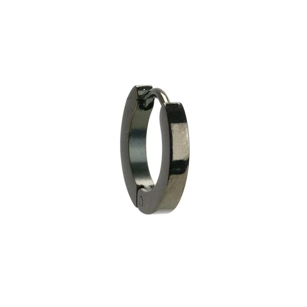 InoPlus Borghetti Art 0801 Hoop Nero Liscio Stainless Steel Earring 1 pair