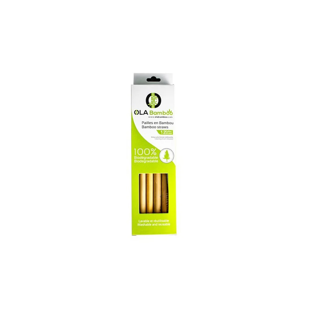 Ola Bamboo Bamboo Straws Επαναχρησιμοποιούμενα Καλαμάκια Από Μπαμπού 12 τεμάχια