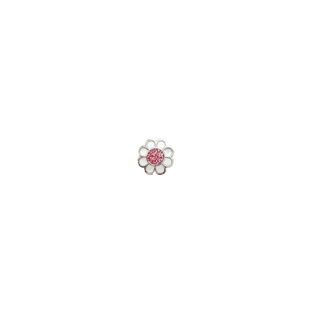Inverness Daisy Earrings Pink with Glitter 6mm 1 pair
