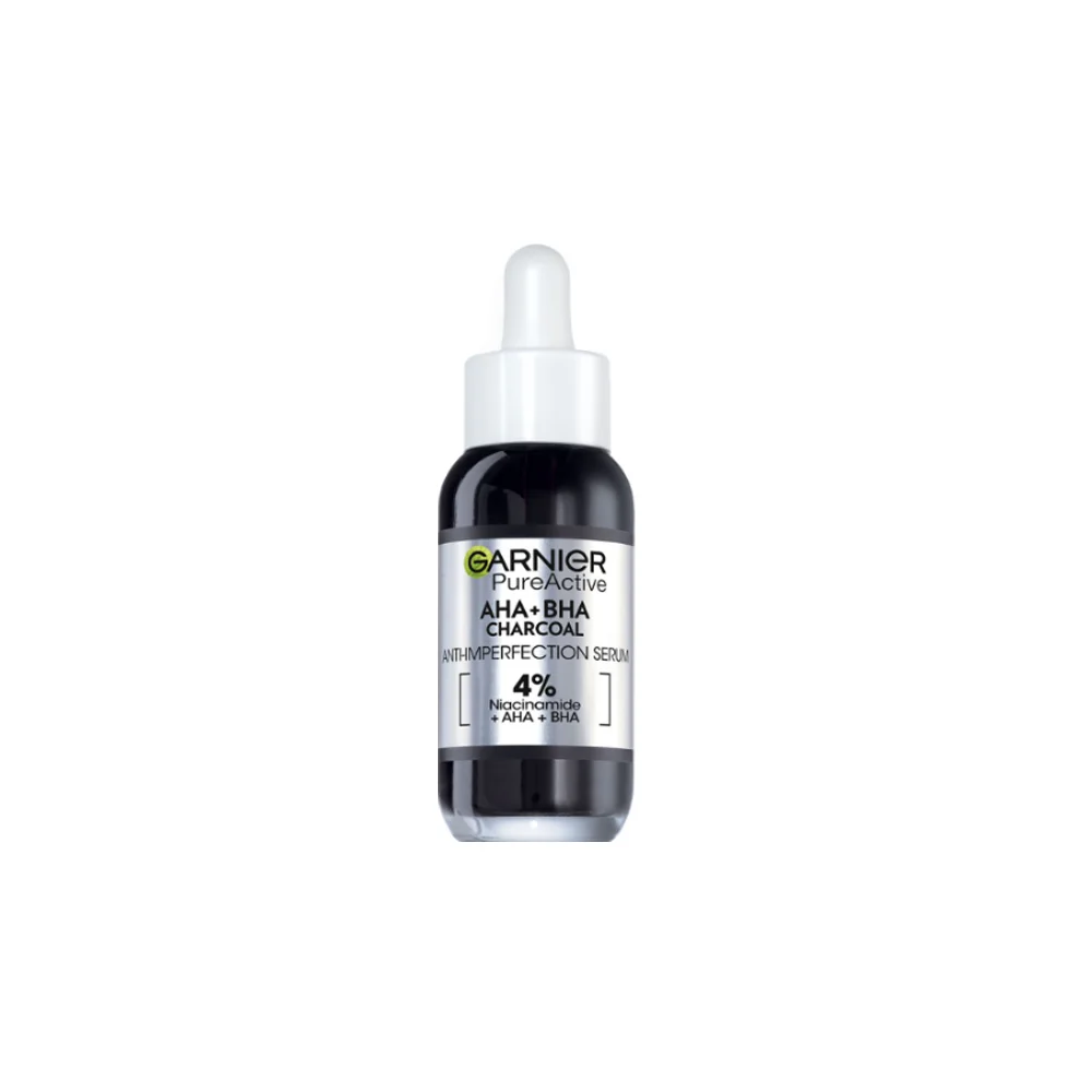 Garnier PureActive AHA+BHA Charcoal Serum Ορός Κατά Των Ατελειών & Της Ακμής 30ml