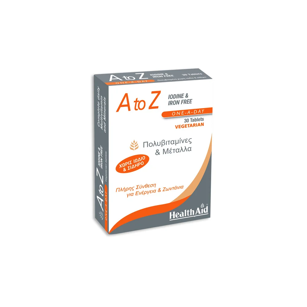 Health Aid A to Z Multivitamins & Minerals Without Iodine & Iron 30 Tablets