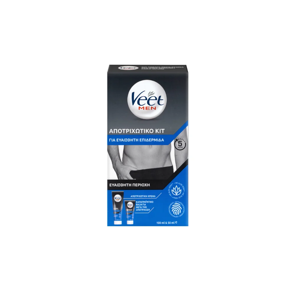 Veet Men Depilatory Kit With Hair Removal Cream 100ml & Soothing Balm For After Hair Removal 50ml