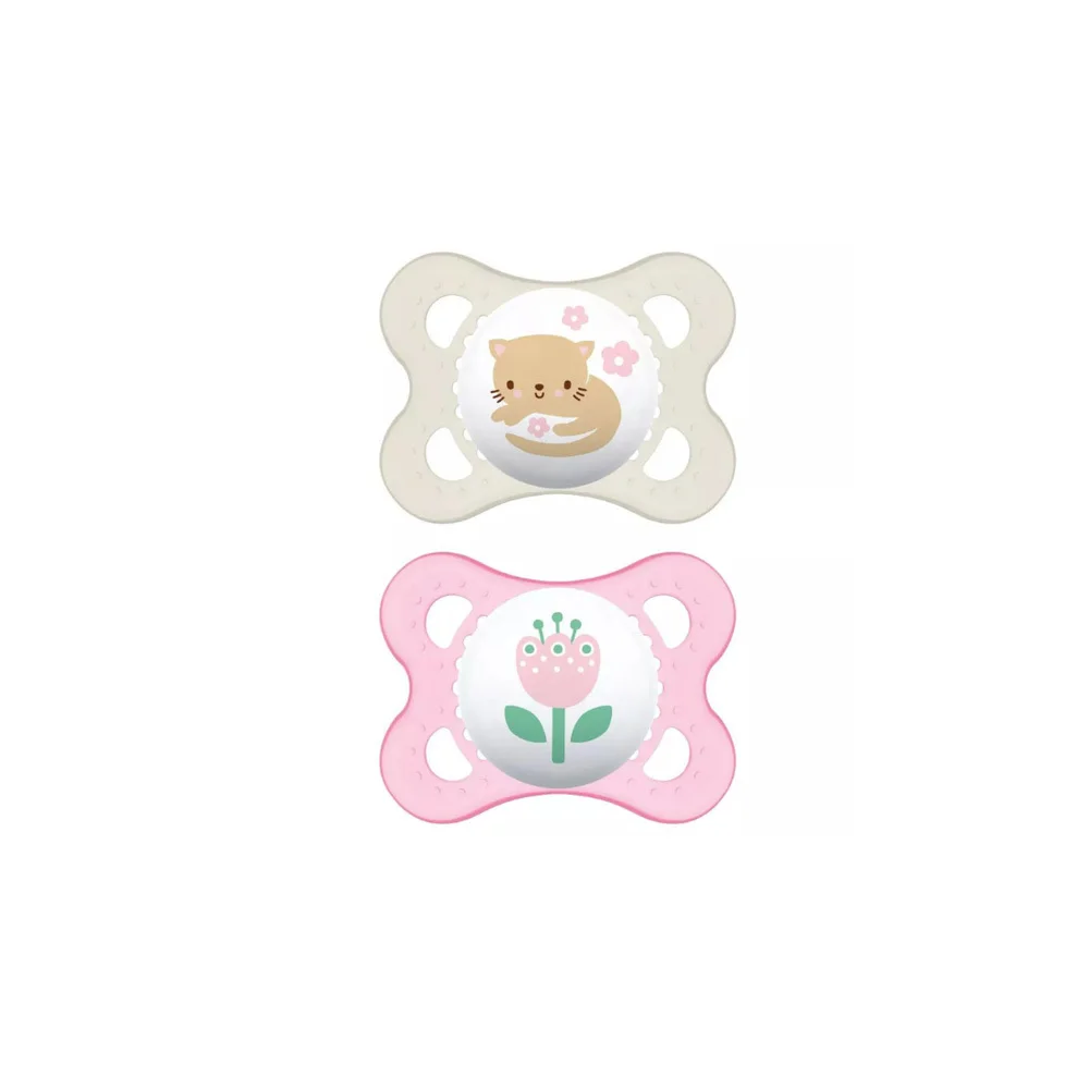 Mam Original Orthodontic Rubber Pacifier 2-6 Months Pink-Beige 2 pieces