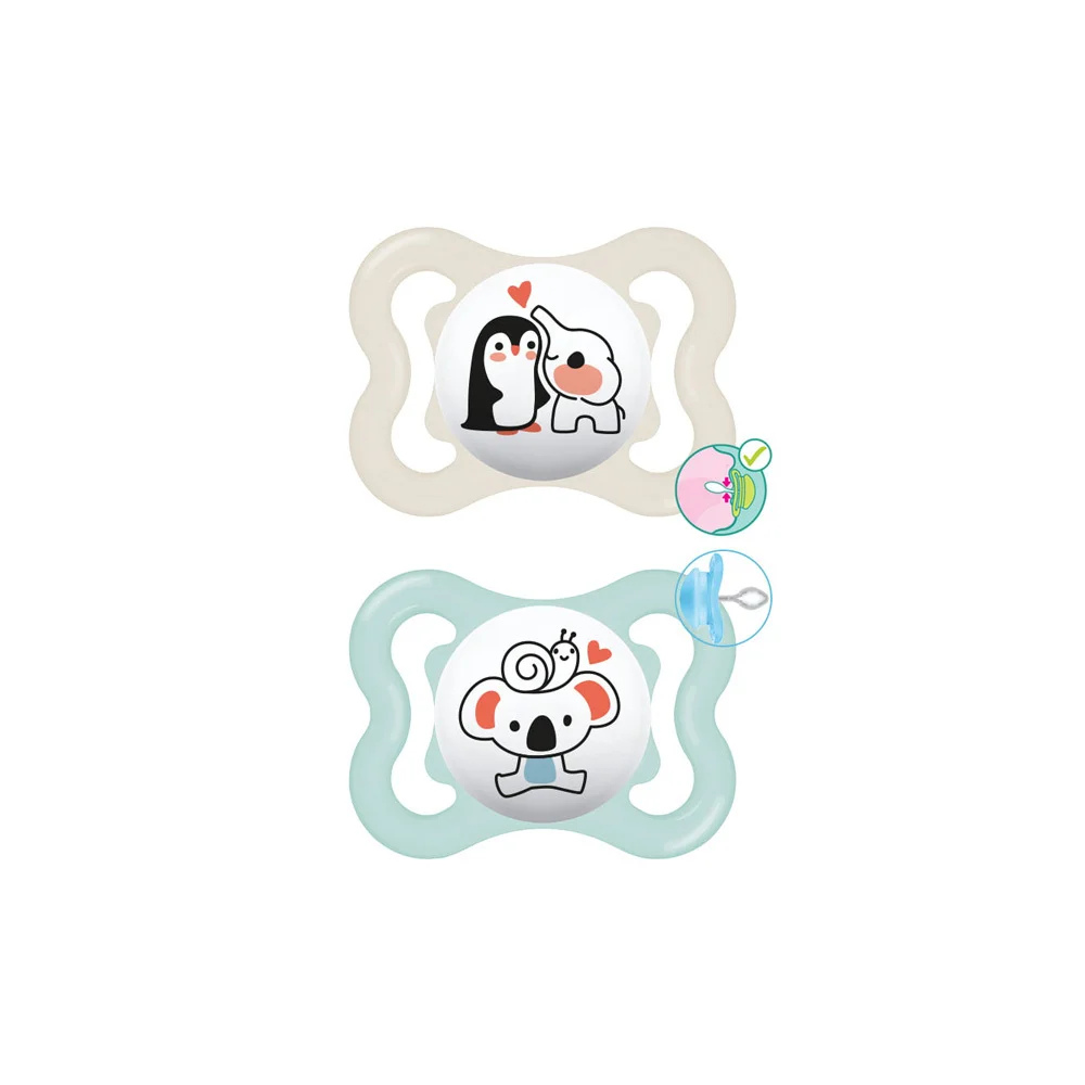 Mam Supreme Silicone Pacifier 2-6 Months White-Blue 2 pieces
