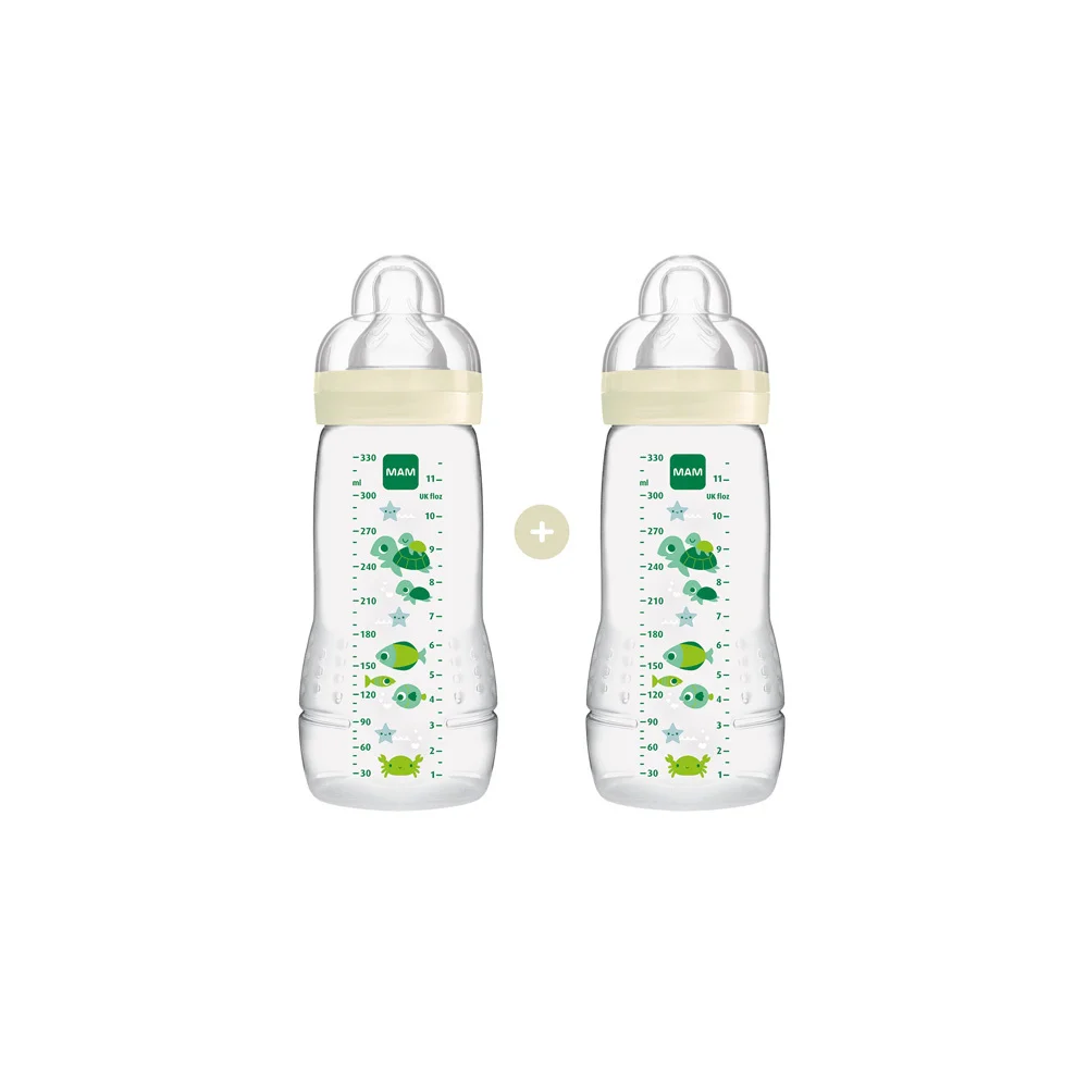 Mam Easy Active Baby Bottle With Silicone Nipple 4+ Months White 2x330ml