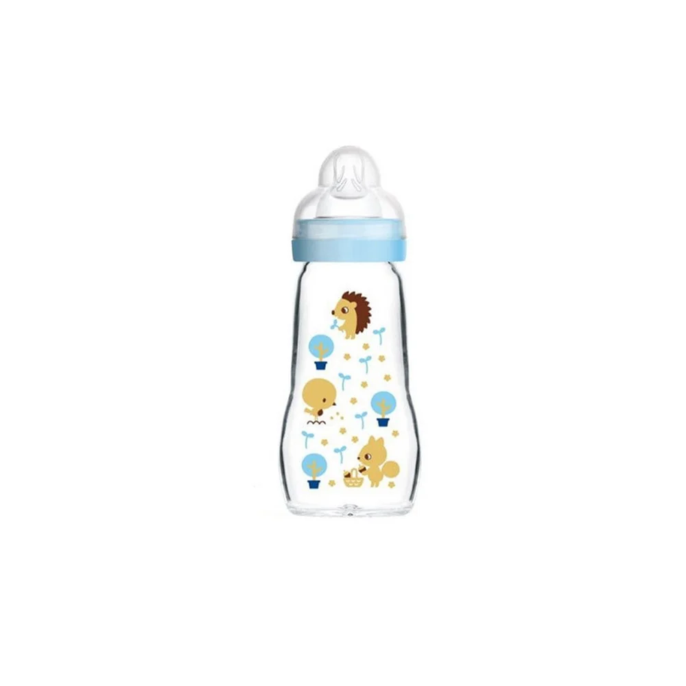Mam Feel Good Glass Baby Bottle With Silicone Nipple 2+ Months 260ml