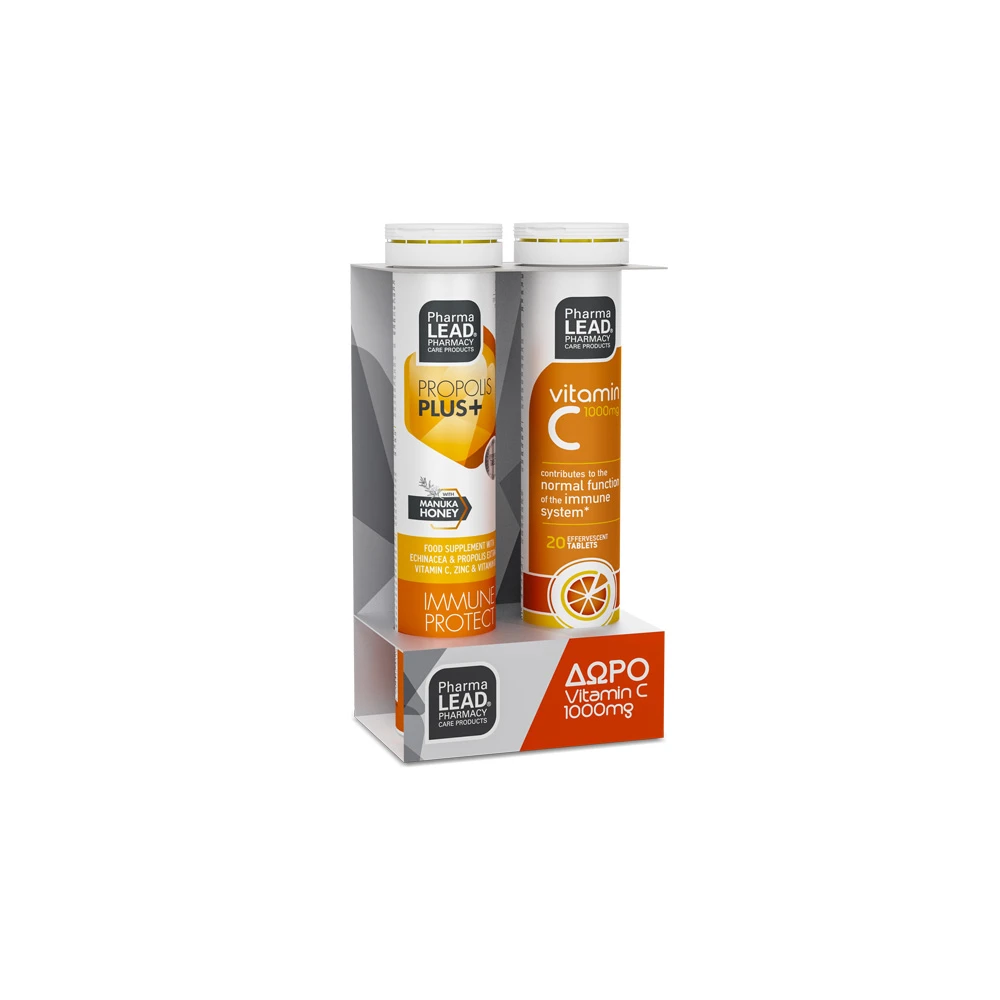 Pharmalead Promo (1+1 Δώρο) Propolis Plus+ Immune Protect + Vitamin C 1000mg Συμπλήρωμα Διατροφής 2x20 αναβράζοντα δισκία