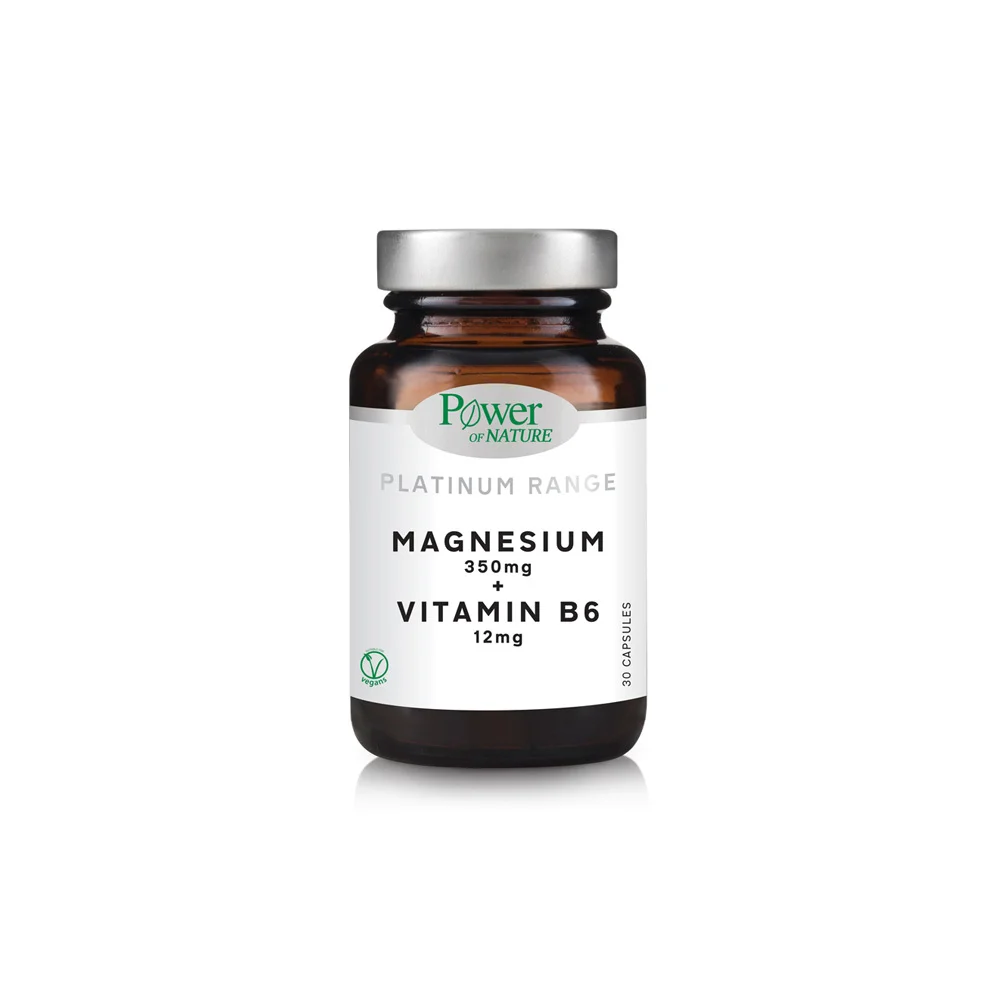 Power Health Platinum Range Magnesium 350mg & Vitamin B6 12mg Συμπλήρωμα Διατροφής Για Ενέργεια & Ψυχική Ανάταση 30 κάψουλες