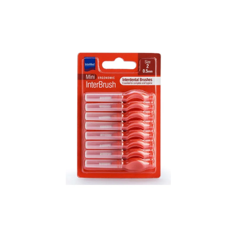 InterMed Mini Ergonomic Interbrush Μεσοδόντια Βουρτσάκια  Με Λαβή 0.50mm Κόκκινα Μέγεθος 2 8 τεμάχια