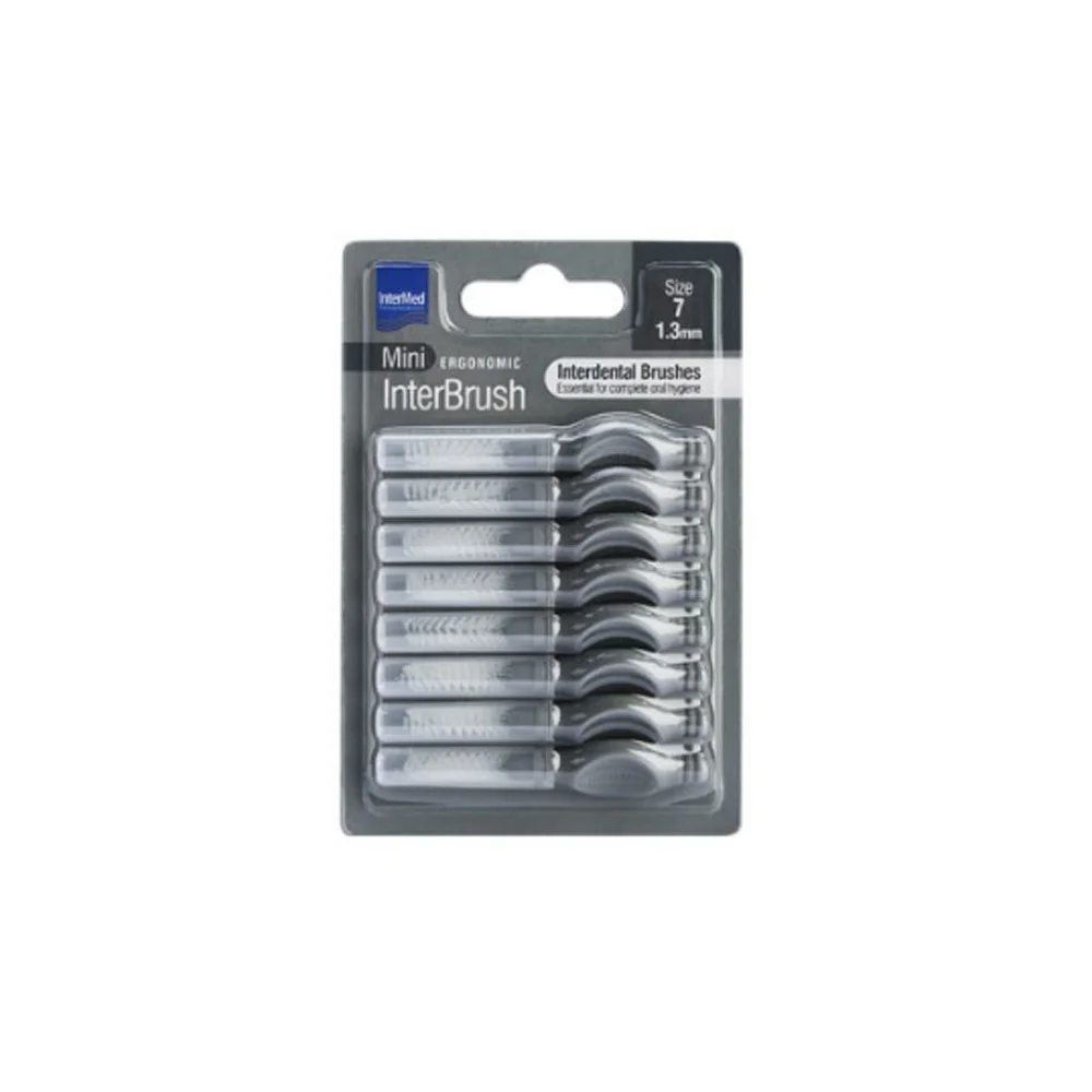 Intermed Mini Ergonomic Interbrush Interdental Brushes Gray 1.3mm Size 7 8 pieces