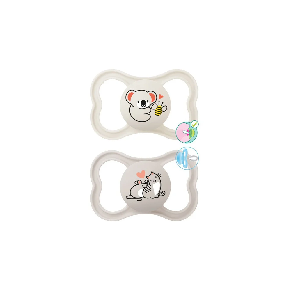 Mam Supreme Silicone Pacifier 6-16 Months White-Grey 2 pieces