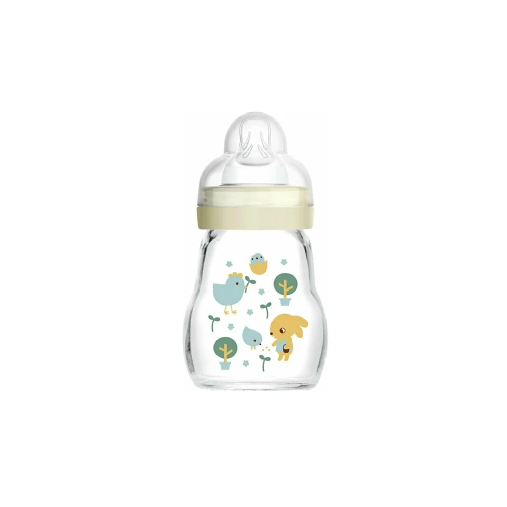 Mam Glass Baby Bottle Feel Good With Silicone Nipple For 0+m White 170ml