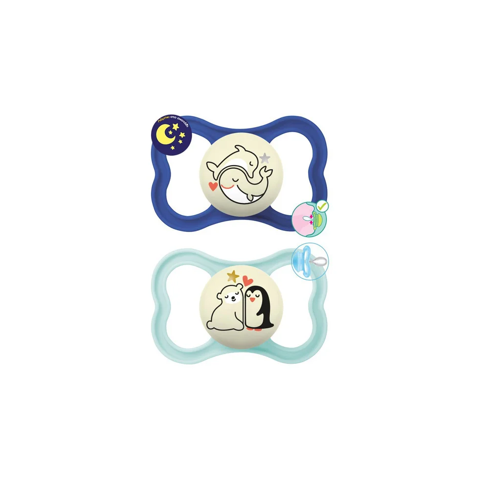 Mam Supreme Night Silicone Pacifiers 16+ Months Blue 2 pieces