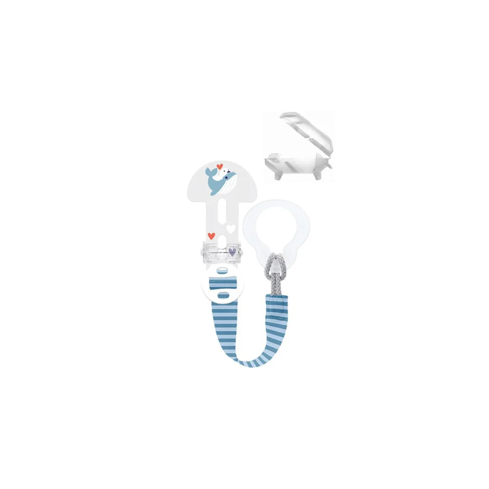 Mam Clip It & Cover Pacifier Support Ribbon With Cover 0+ Months Blue 1 pc