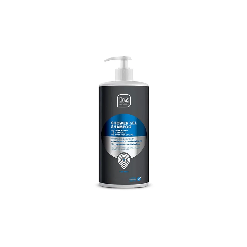 Pharmalead Shower Gel Shampoo For Men 3 In1 Ανδρικό Σαμπουάν-Αφρόλουτρο Για Μαλλιά Σώμα & Γενειάδα 1lt