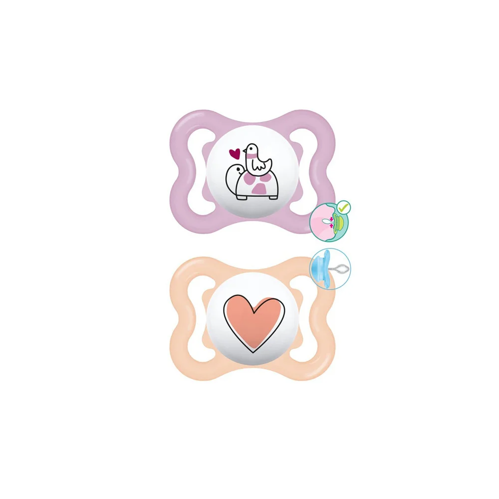 Mam Supreme Silicone Pacifier 2-6 Months Pink-Orange 2 pieces