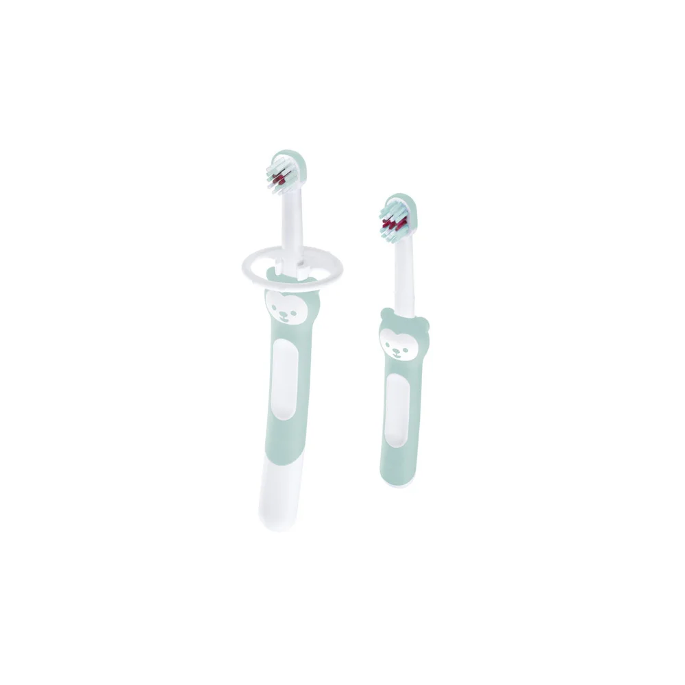 Mam Learn To Brush Educational & Baby Toothbrush With Teddy Bear Handle Turquoise 2 pcs