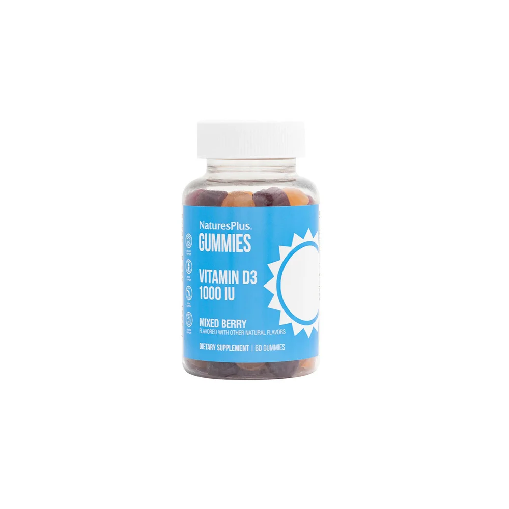 Natures Plus Gummies Vitamin D3 1000iu Συμπλήρωμα Διατροφής Για Ενίσχυση Της Οστικής Πυκνότητας Με Γεύση Βατόμουρο 60 ζελεδάκια