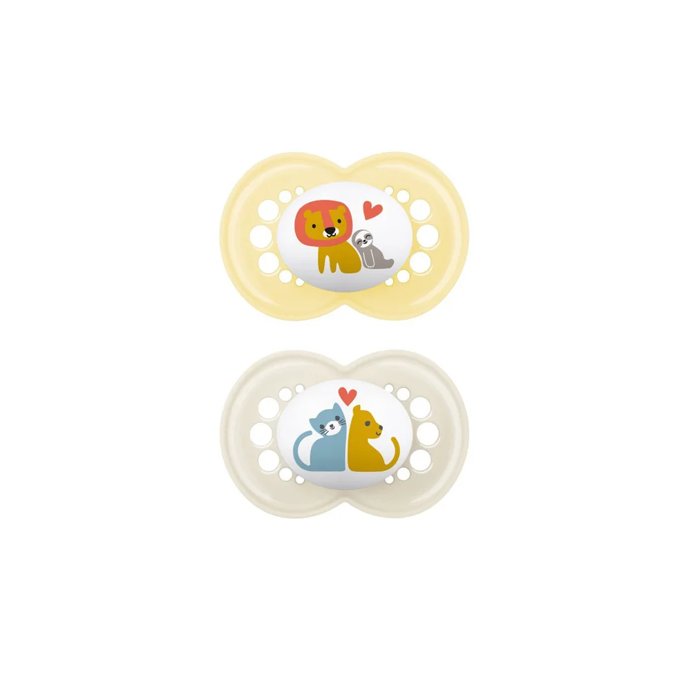 Mam Original Silicone Pacifier 6-16 Months Yellow-Beige 2 pieces