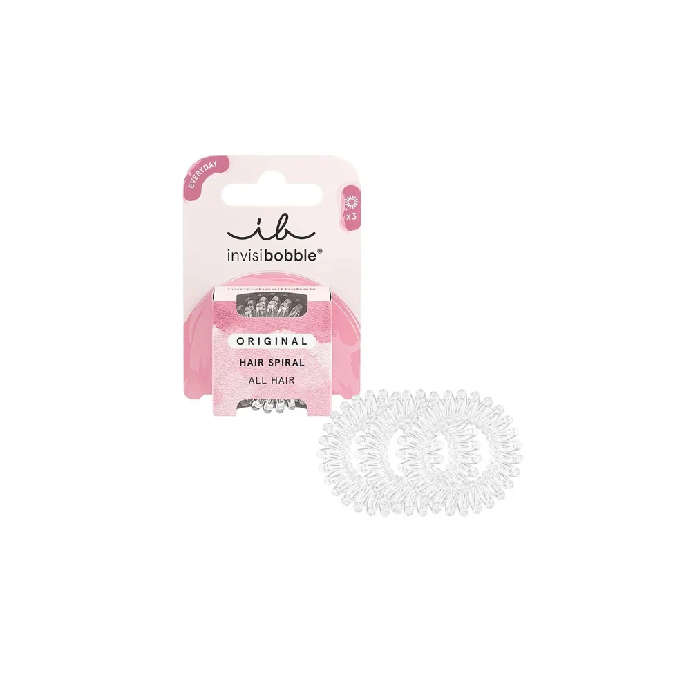 Invisibobble Original Hair Spiral Crystal Clear Hair Bands 3 pieces