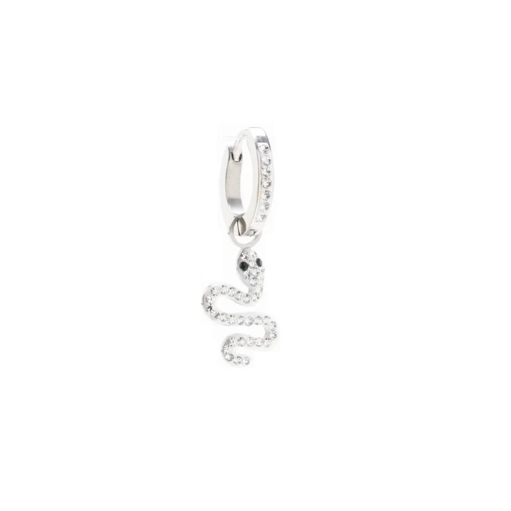 InoPlus Borghetti Pharma Serpente Steel 0934 Hypoallergenic Hoop Earrings Silver With Snake 1 pair
