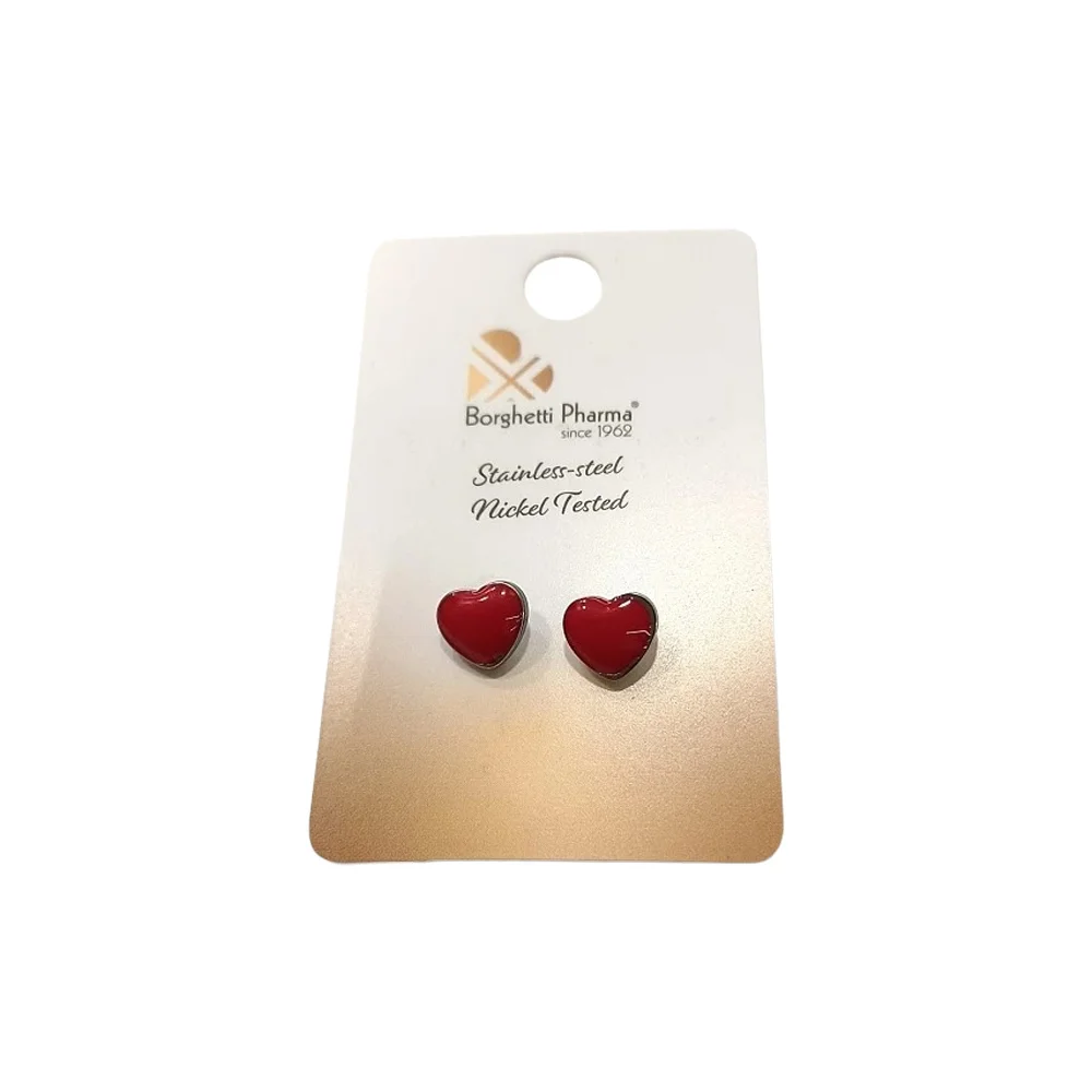 InoPlus Borghetti Earrings Cuore Bombato Acciaio Rosa 1 pair