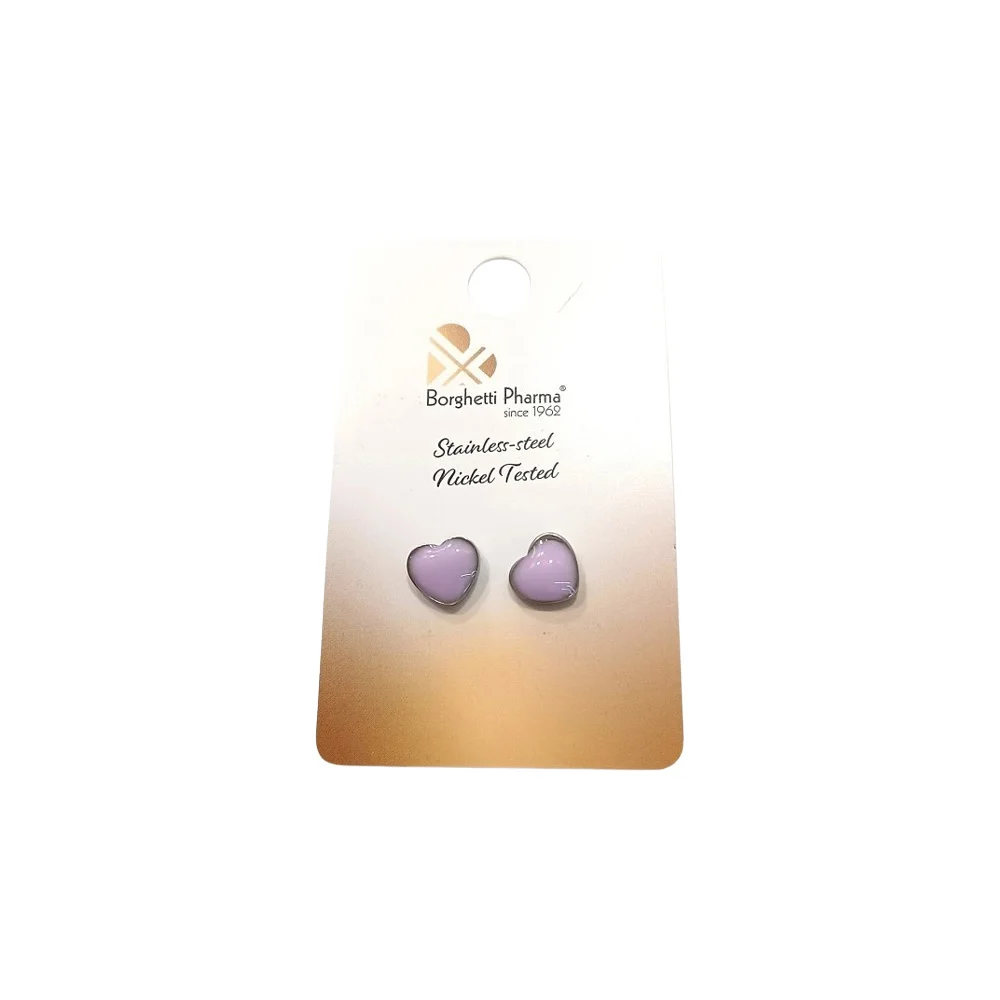 InoPlus Borghetti Earrings Cuore Bombato Acciaio Lilla 1 pair 