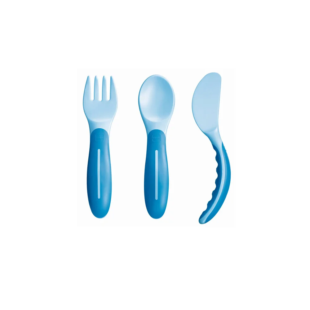 Mam Baby’s Cutlery Πιρουνάκι Κουταλάκι Μαχαιράκι 6+ Μηνών Μπλε 3 τεμάχια